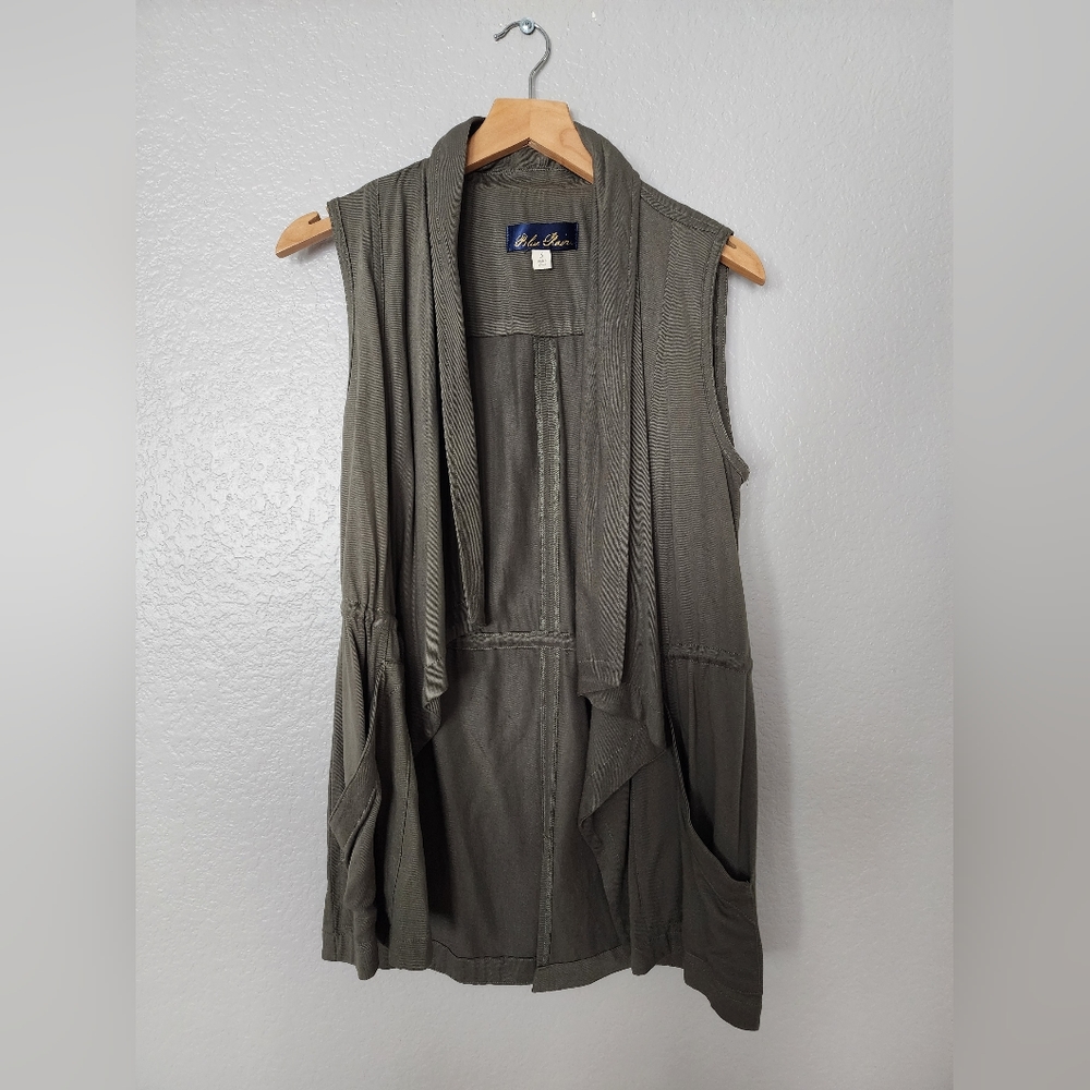Francesca's Collection Blue Rain Sleeveless Utility Cardigan